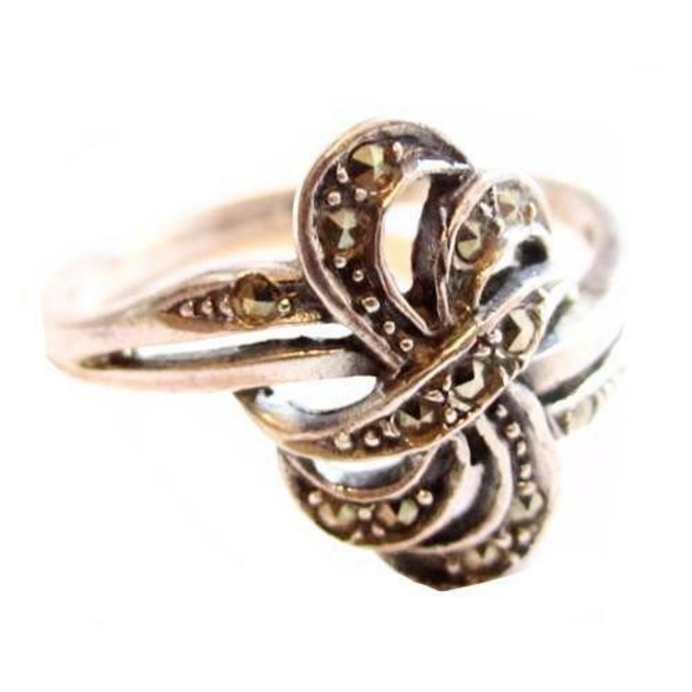 Sparkly Vintage 925 Marcasite Sterling Silver Elegant Estate Ring Size 7.75‎